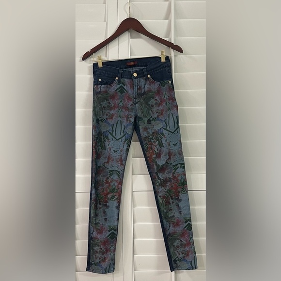 7 for All Mankind Floral Skinny Jeans - Picture 1 of 5